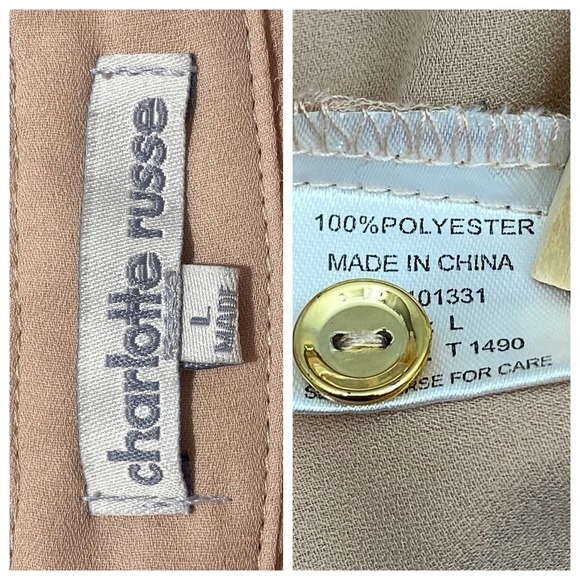 CHARLOTTE Russe Peach Split Neck Blouse Size Large - Picture 12 of 12